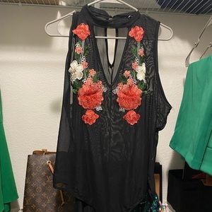 Forever 21 Floral Mesh Body Suit